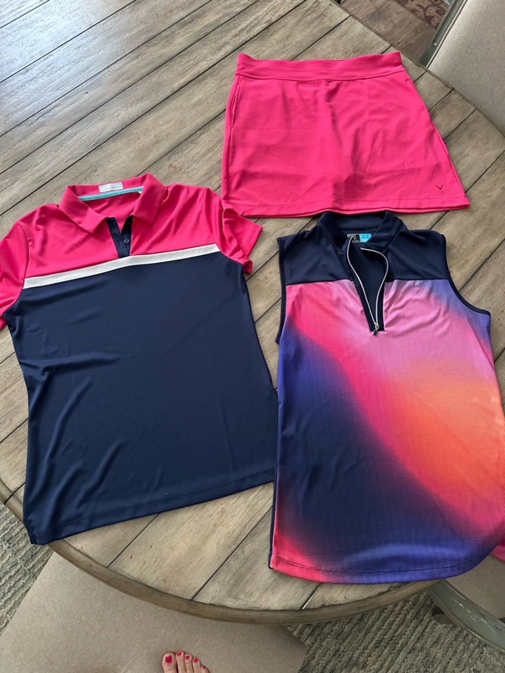 Ladies Callaway and PGA Tour Golf shirts and skort. All Ladies Medium